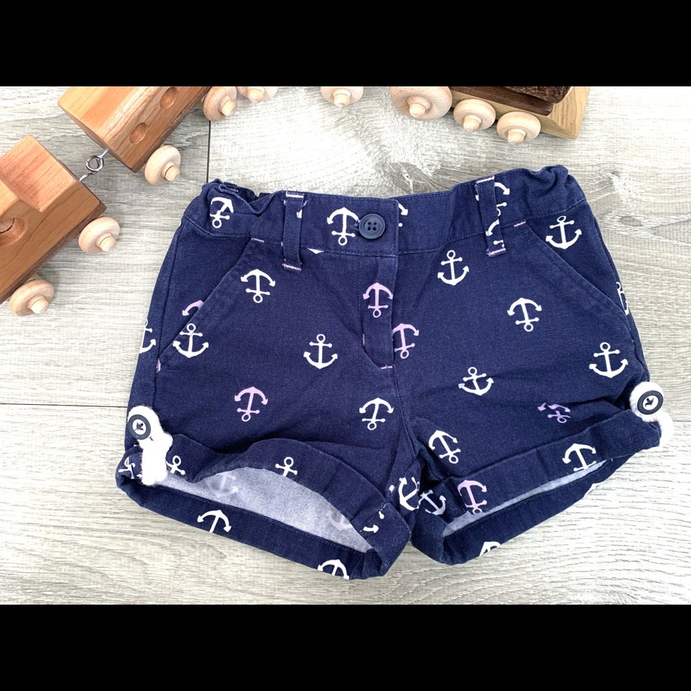 Janie & Jack 3T Toddler Nautical Anchor Blue Chino Shorts with Rope Detail